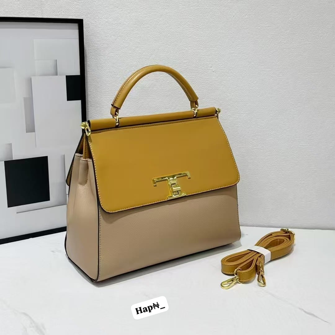 Premium Leather Top-Handle Trapeze Handbag for Women