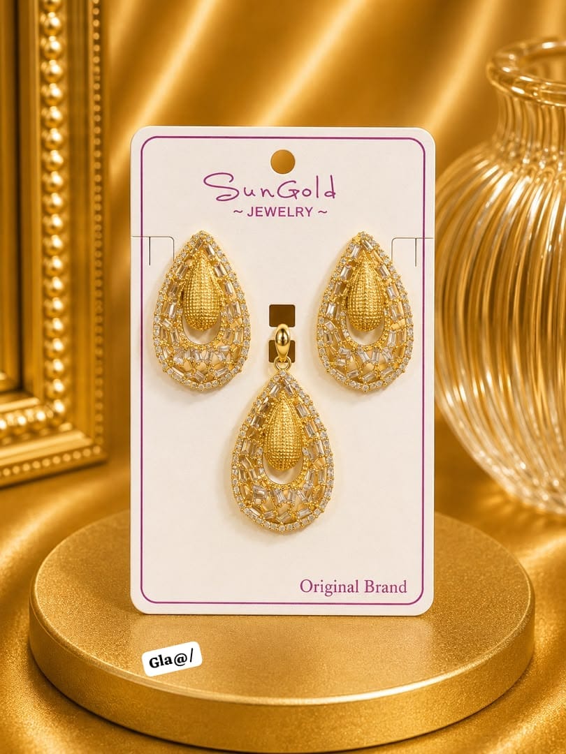 Premium 2-Piece Oval & Baguette Zirconia Jewelry Set