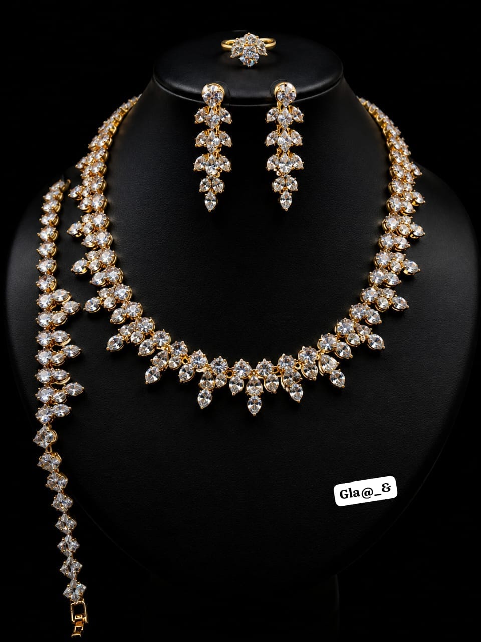 Premium 4-Piece Gold-Plated Marquise Zirconia Bridal Jewelry Set