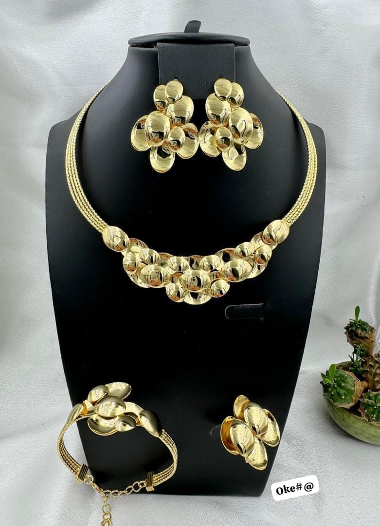 Luxury Gold-Plated Abstract Floral Jewelry Set