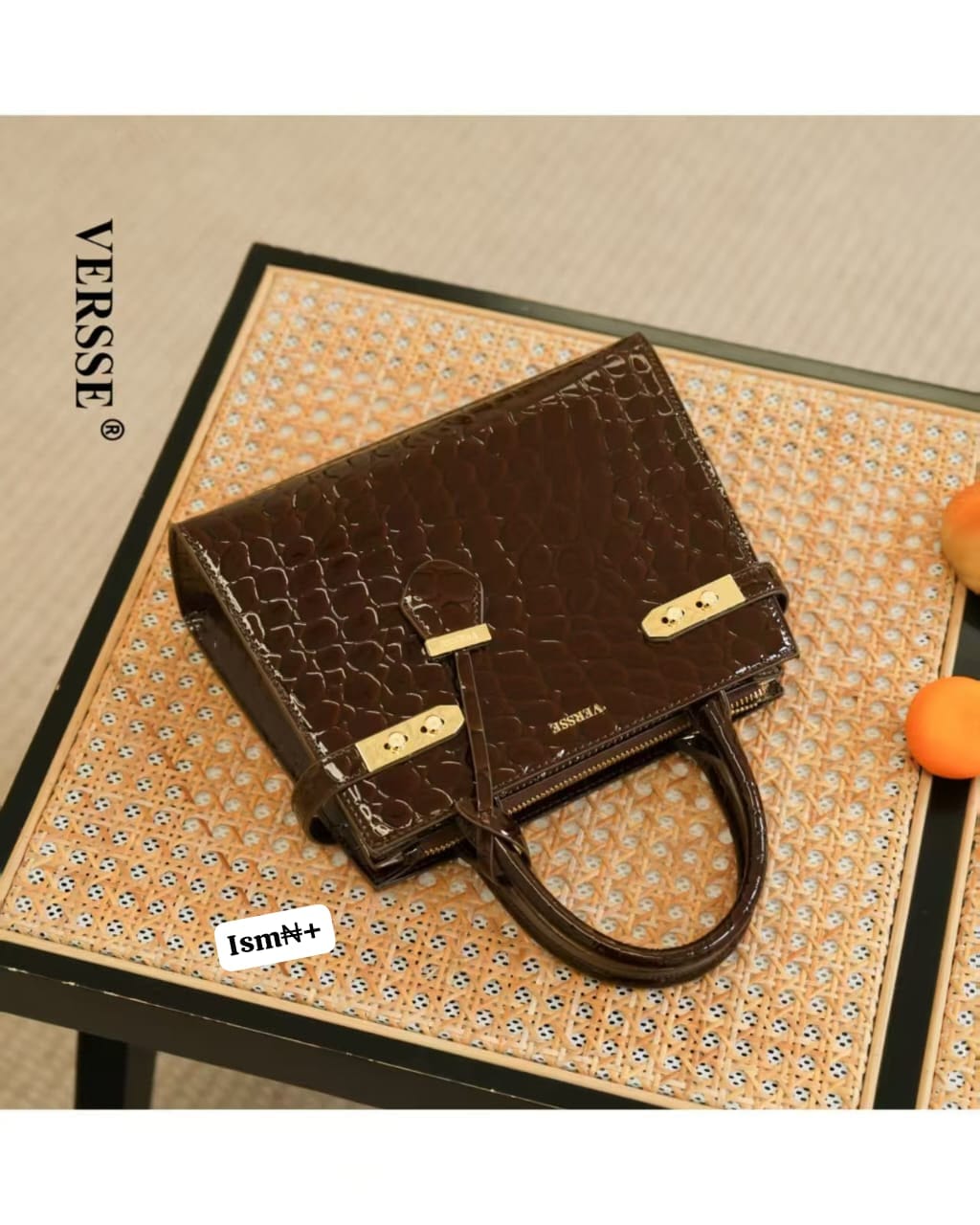 VERSSE Premium Croc-Embossed Top-Handle Satchel - Image 3