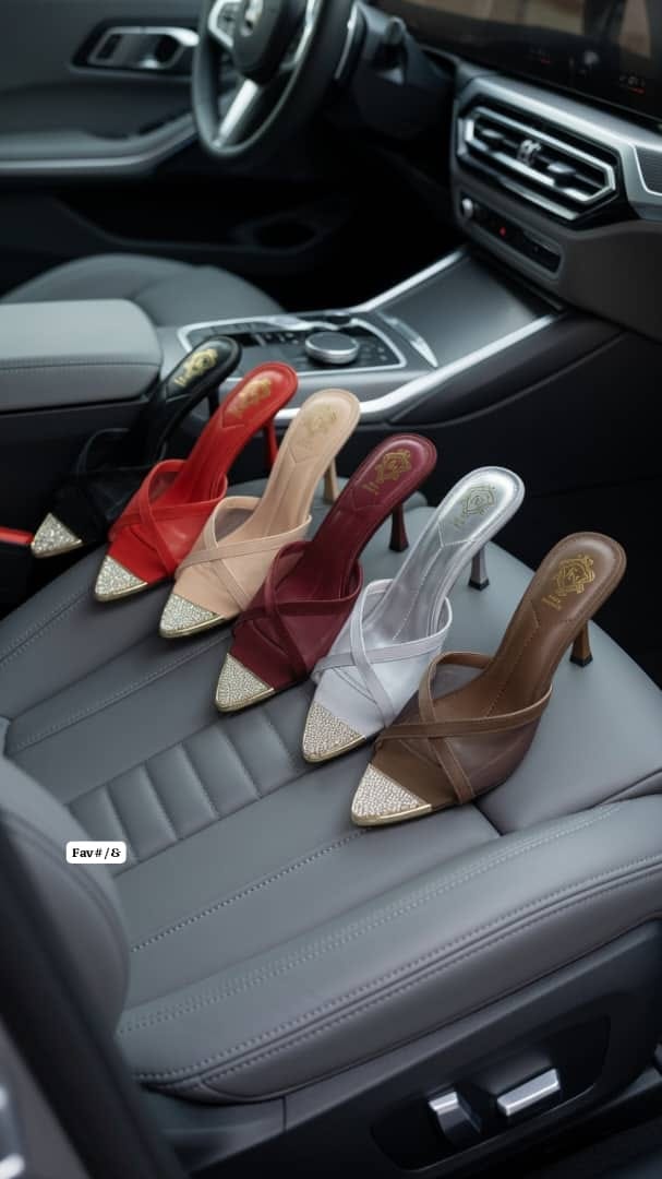 Pointed-Toe Rhinestone Toe-Cap Criss-Cross Heel Mules - Image 4
