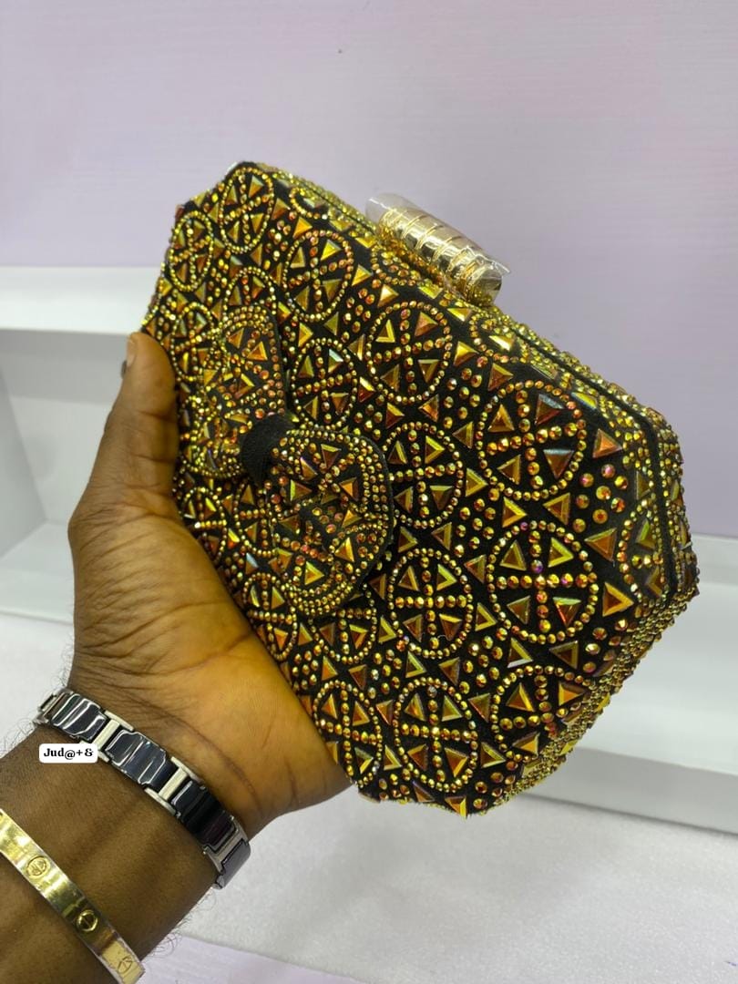 Luxury Geometric Rhinestone Evening Clutch Bag