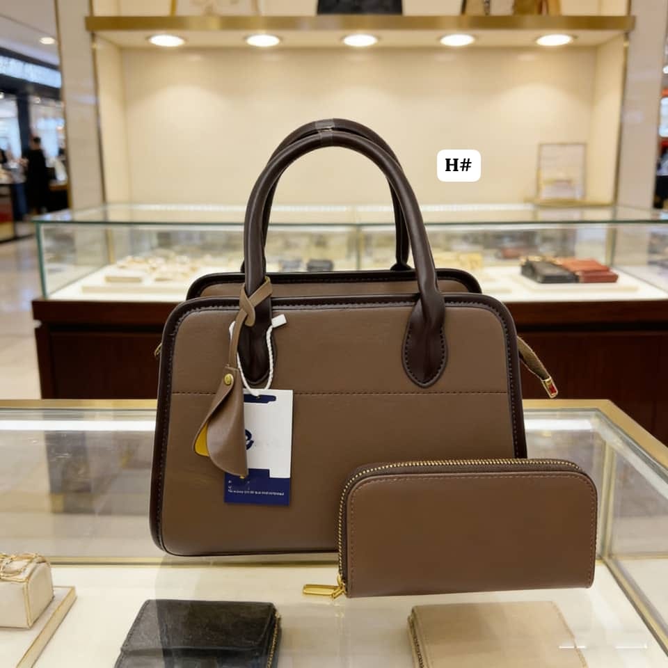 Luxury Leather Satchel Handbag Set with Matching Zip Wallet - Image 6