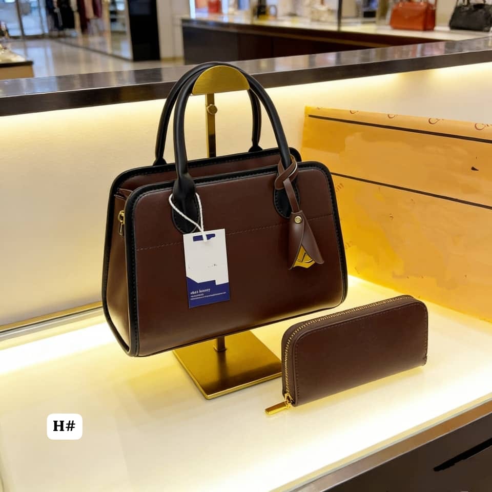 Luxury Leather Satchel Handbag Set with Matching Zip Wallet - Image 5