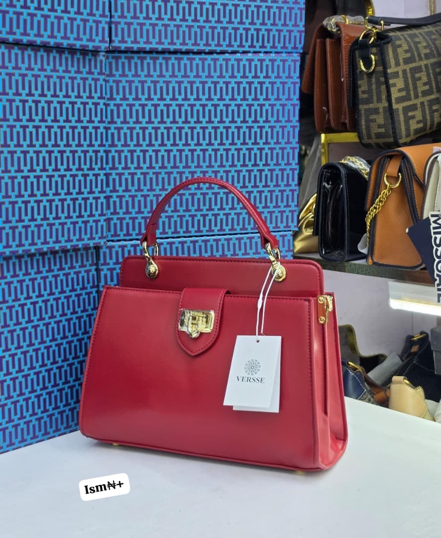 VERSSE Executive Top-Handle Satchel Bag with Gold Emblem Hardware - Image 2
