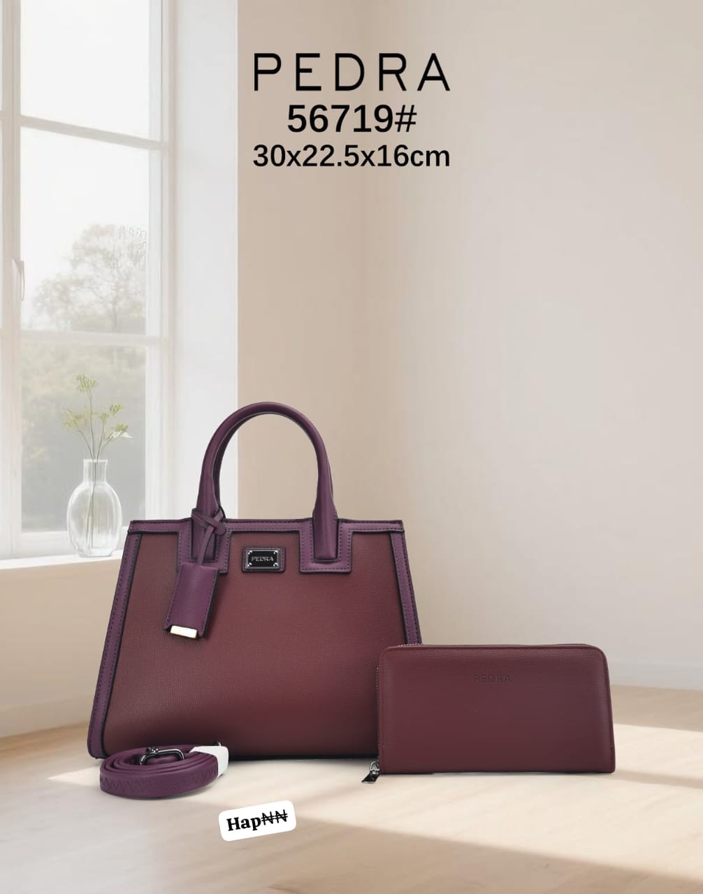 PEDRA Executive Two-Tone Structured Leatherette Tote Bag
