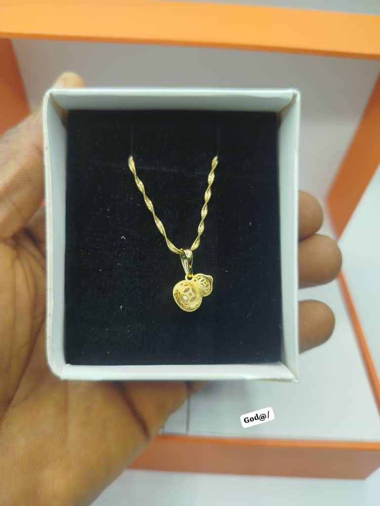 Gold-Tone Wu Lou Gourd Pendant Necklace