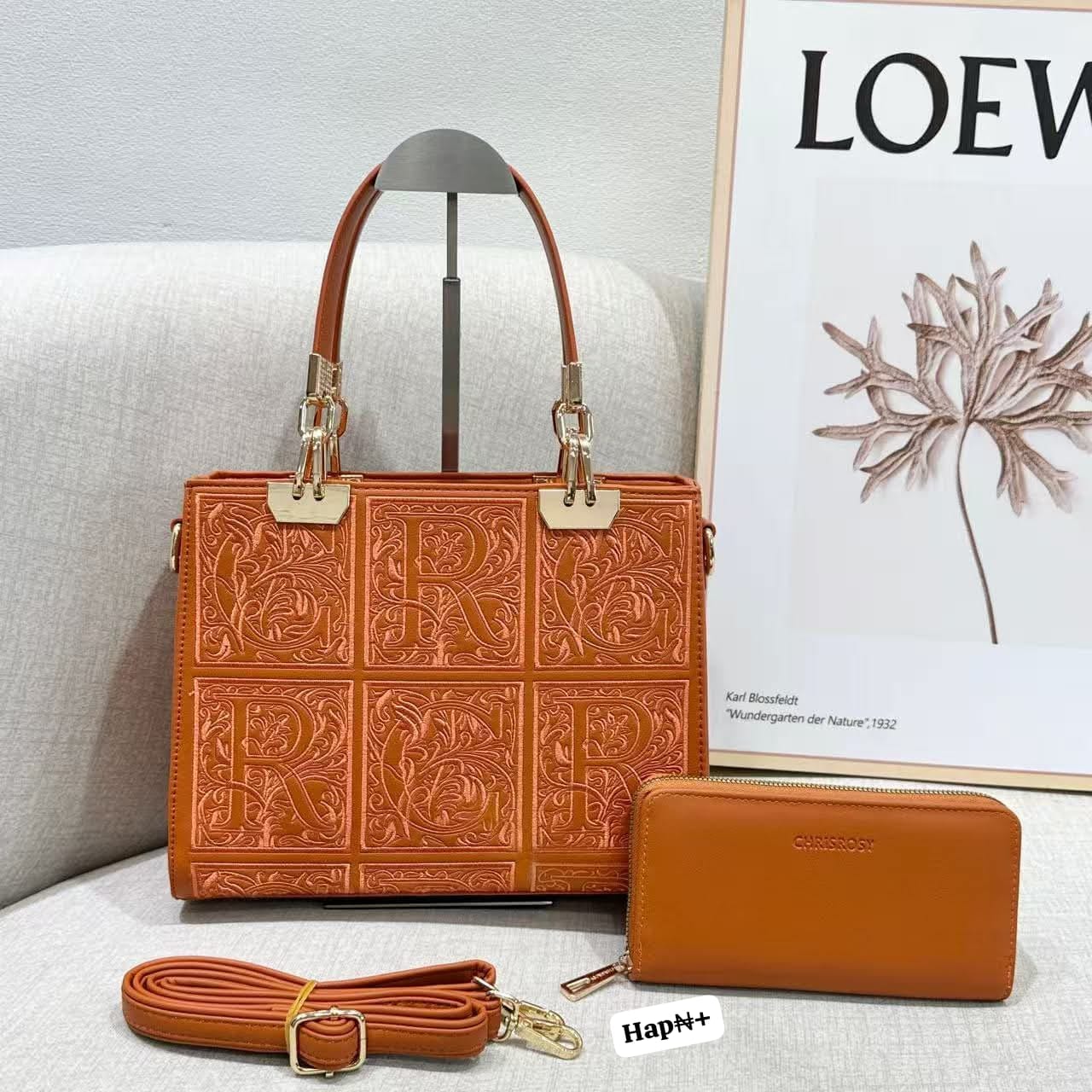 Luxury Embossed Tote Bag Set with Matching Continental Zip Wallet & Removable Crossbody Strap - Image 2