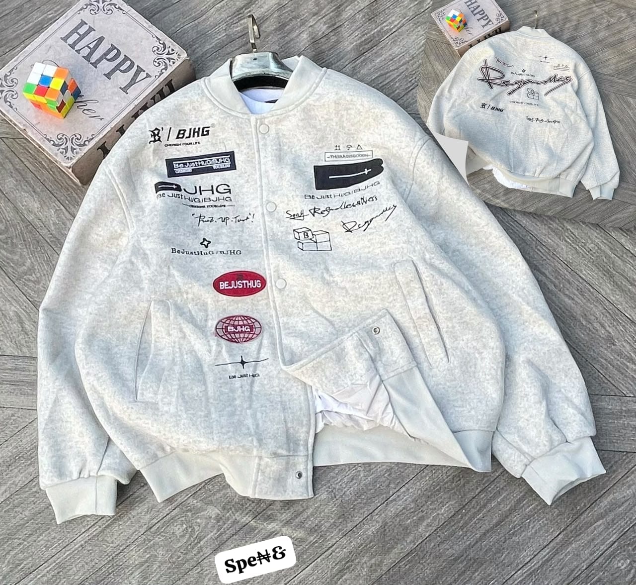 Men's Multi-Patch Graphic Varsity Bomber Jacket