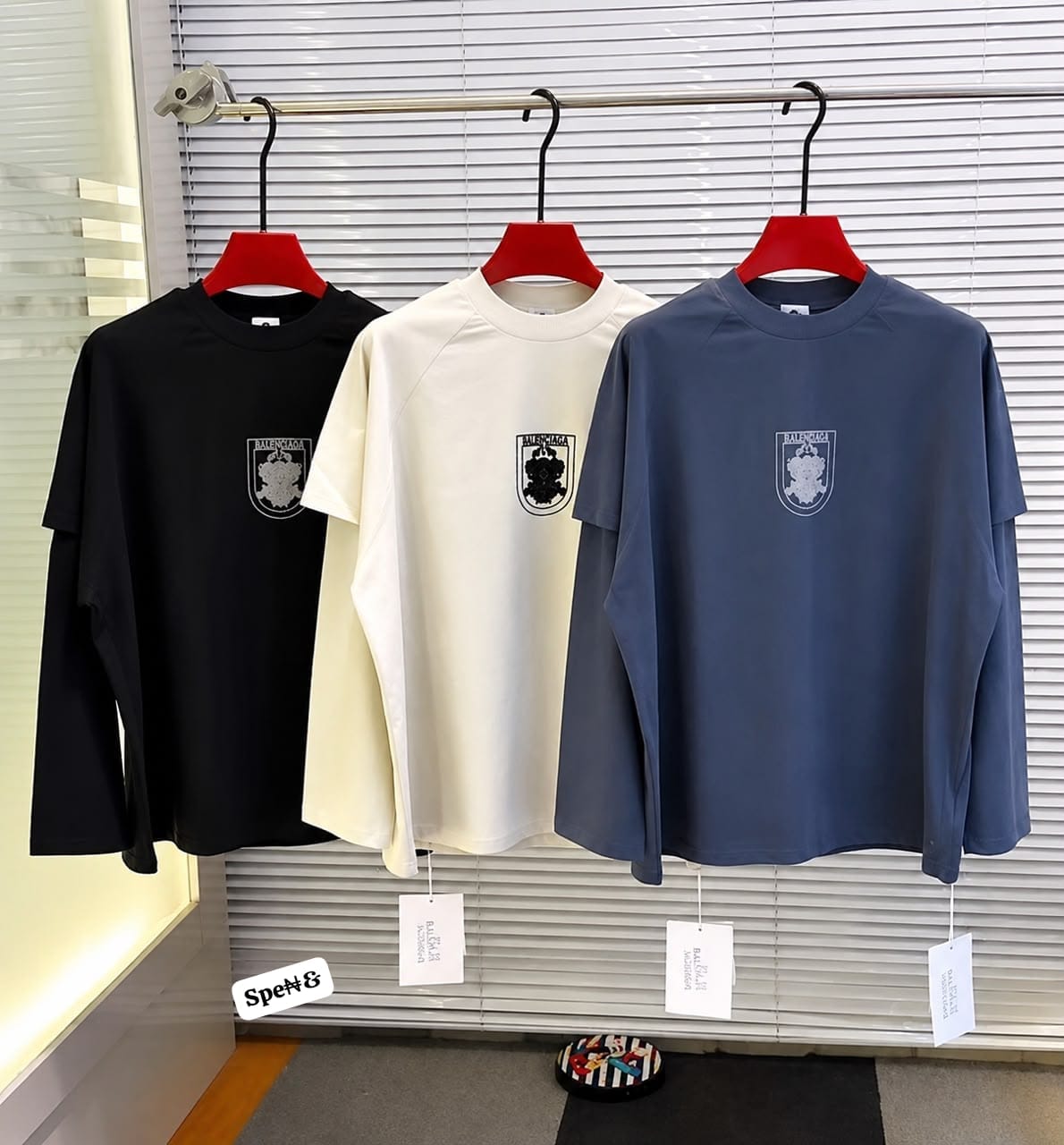 Men's BALENCIAGA Crest Graphic Layered Long-Sleeve Shirt - Image 2