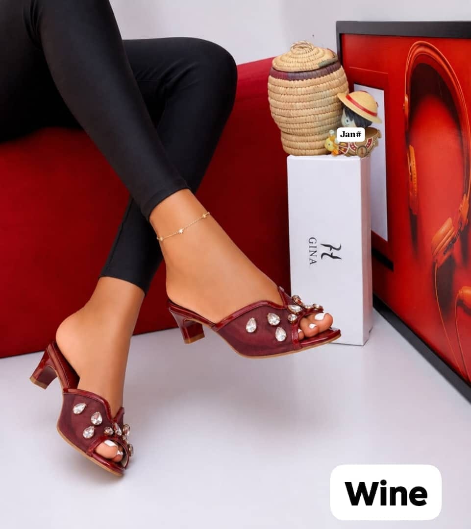 Women's Rhinestone Studded Low Block Heel Sandals - Image 2