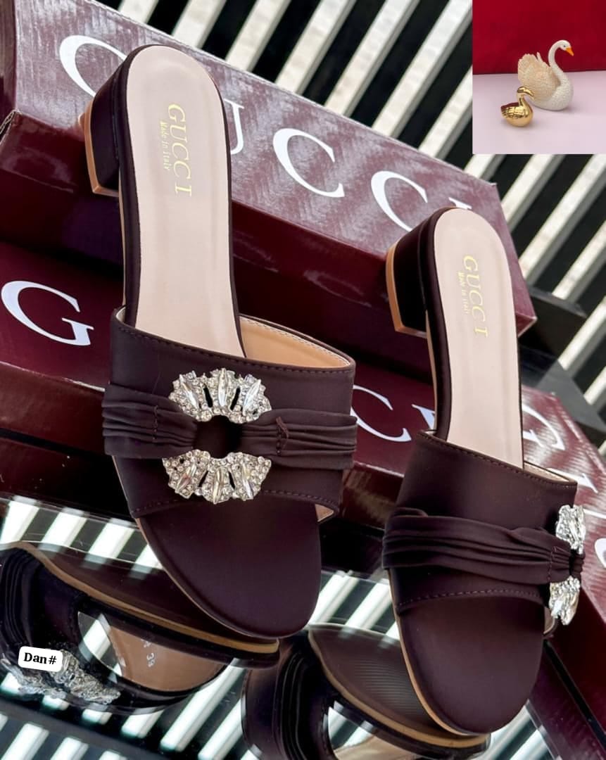 Women's Rhinestone Buckle Low Block Heel Sandals - Image 2