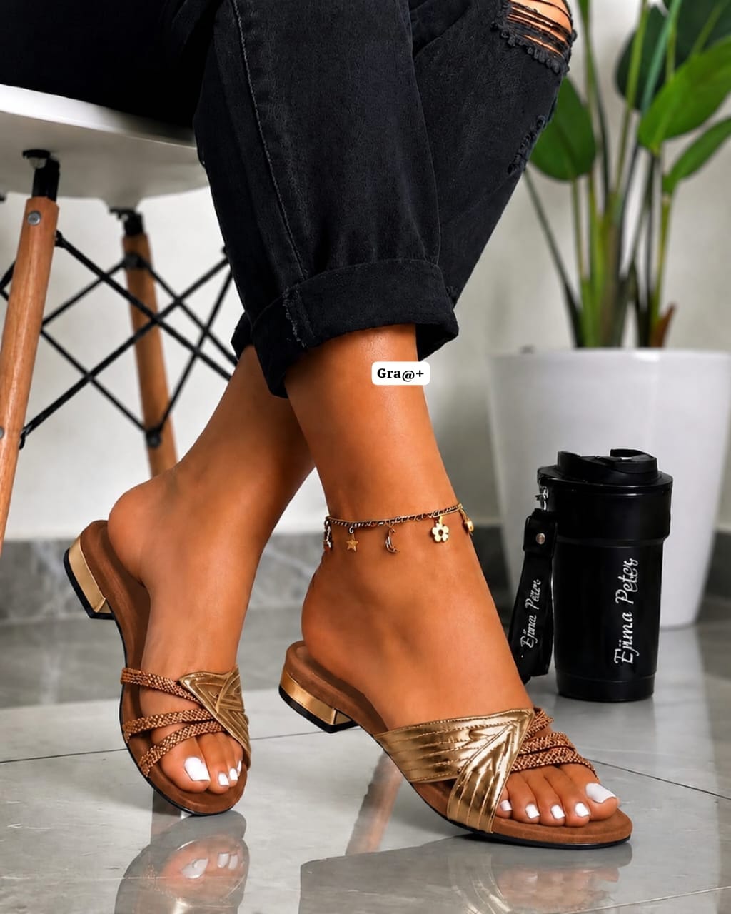 Women's Rhinestone Crossover Strappy Slip-On Mules