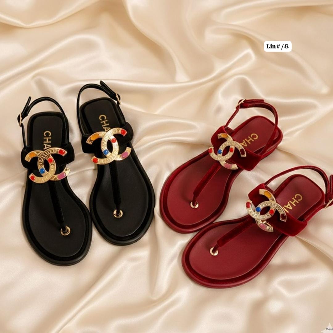 Women's Jeweled Velvet T-Strap Slingback Sandals - Image 2