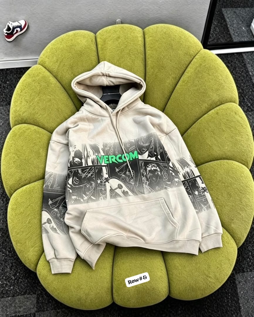 Oversized Graphic Hoodie with Anime Manga Panel Print
