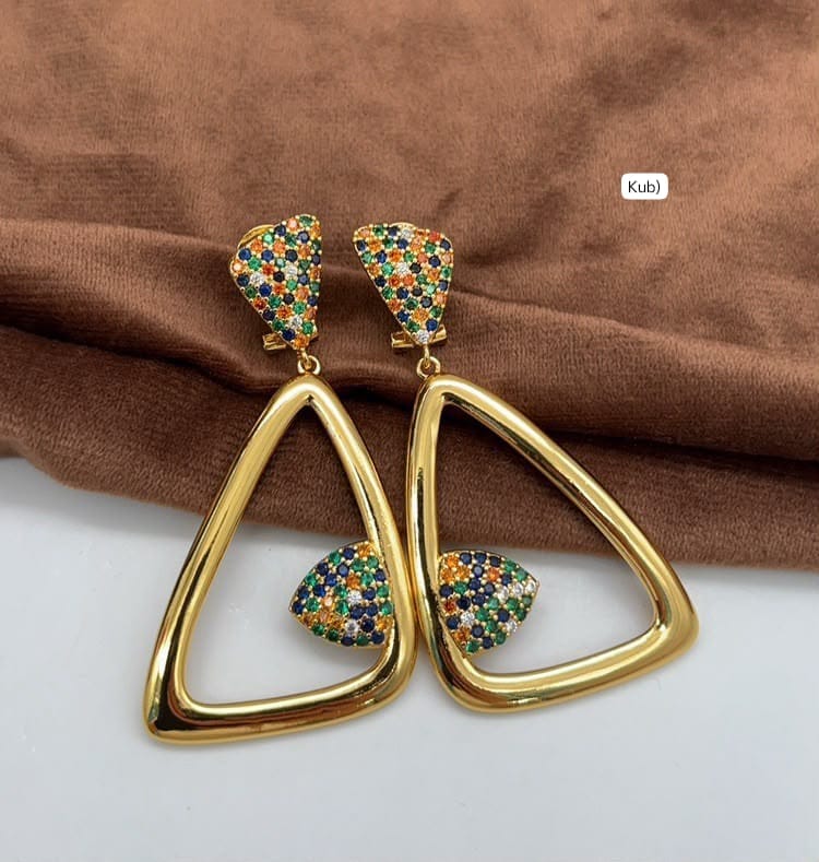 Multicolored Pavé Gemstone Openwork Statement Drops