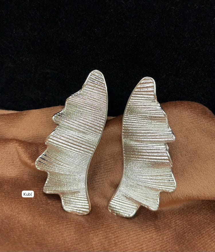 Women's Architectural Textured Wing Statement Earrings