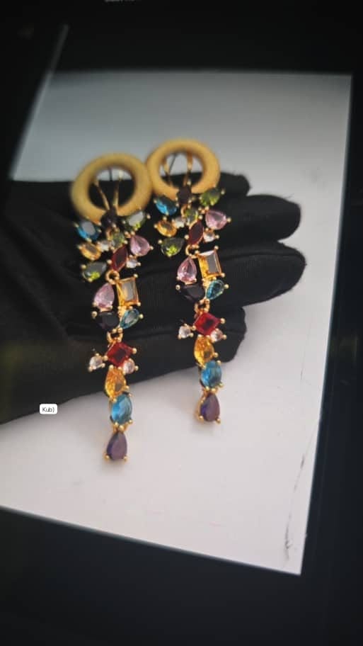 Multicolor Gemstone Cluster Dangle Earrings