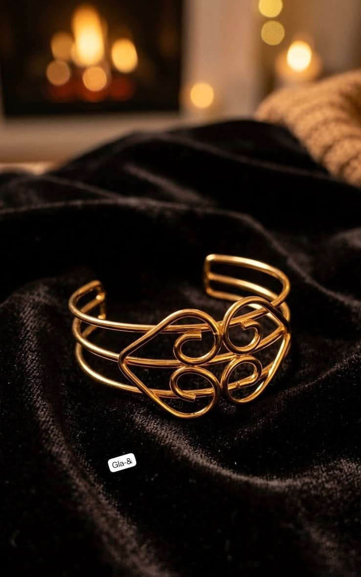 Gold Filigree Scroll Open Cuff Bracelet