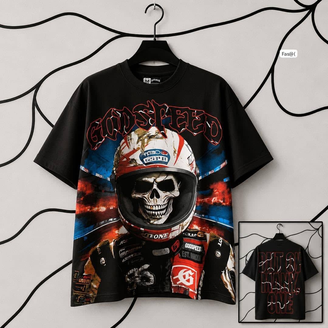 Mens' Black Godspeed Motorsport Skull Graphic T-Shirt