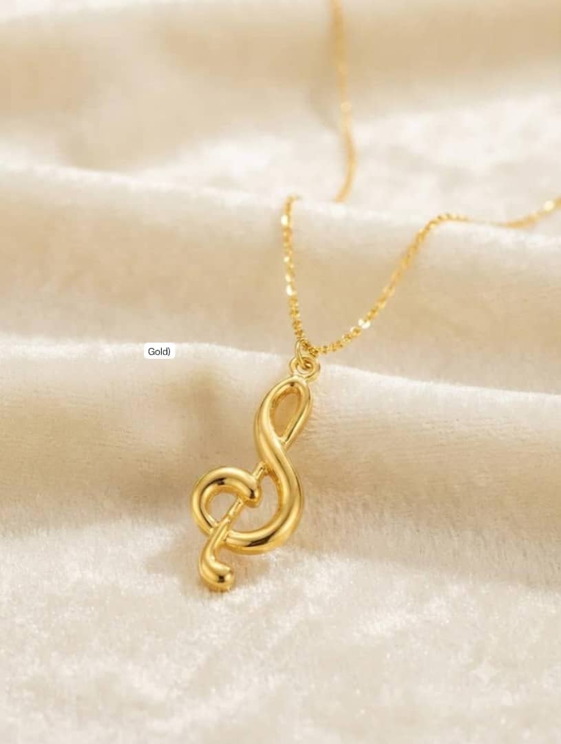 Sunbelle Dainty Gold Treble Clef Pendant Necklace