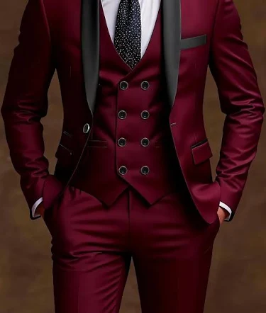 Wine Black-Tie Wedding Tuxedo Set