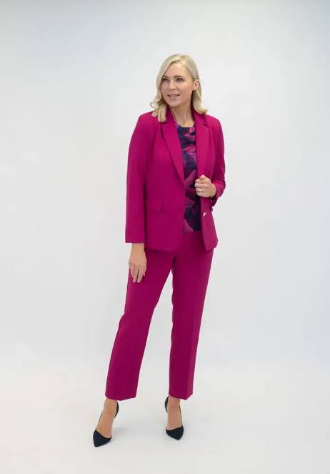 Fuchsia Pink Executive Corporate 2-Piece Pant Suit