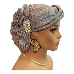 Warm Bronze Sculpted Crown Auto Gele Headwear