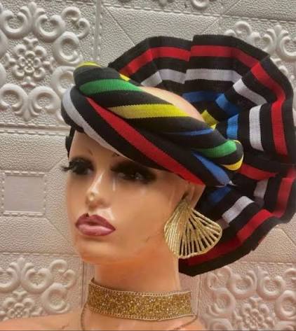 Layered Wrap-Style Aso-Oke Auto Gele