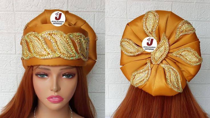Champagne Gold Pre-Tied Layered Wrap Auto Gele