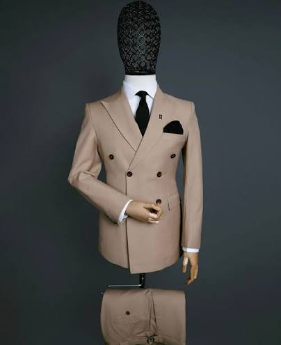 Slim-Fit Camel Beige Double-Breasted 2-Piece Suit
