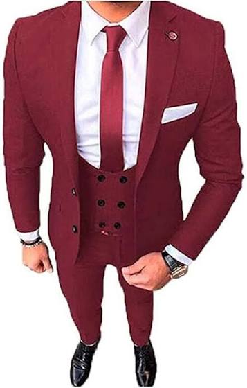 Fit Deep Maroon Double-Breasted Italian-Style Suit