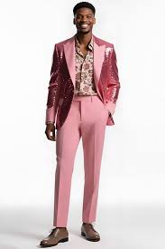 Dusty Pink Damask Patterned Italian-Style Suit