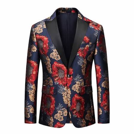 Navy Blue Floral Jacquard Dinner Jacket