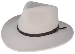Classic White Wool Felt Western Outback Wide Brim Fedora