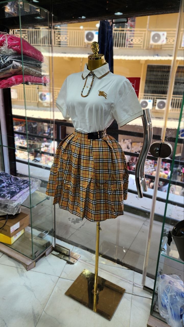 Women’s Preppy Vintage Check 2-Piece Skirt Set - Image 2