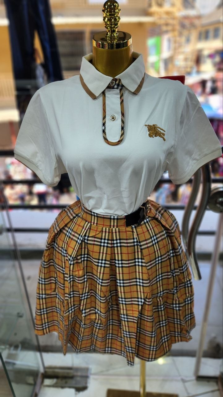 Women’s Preppy Vintage Check 2-Piece Skirt Set