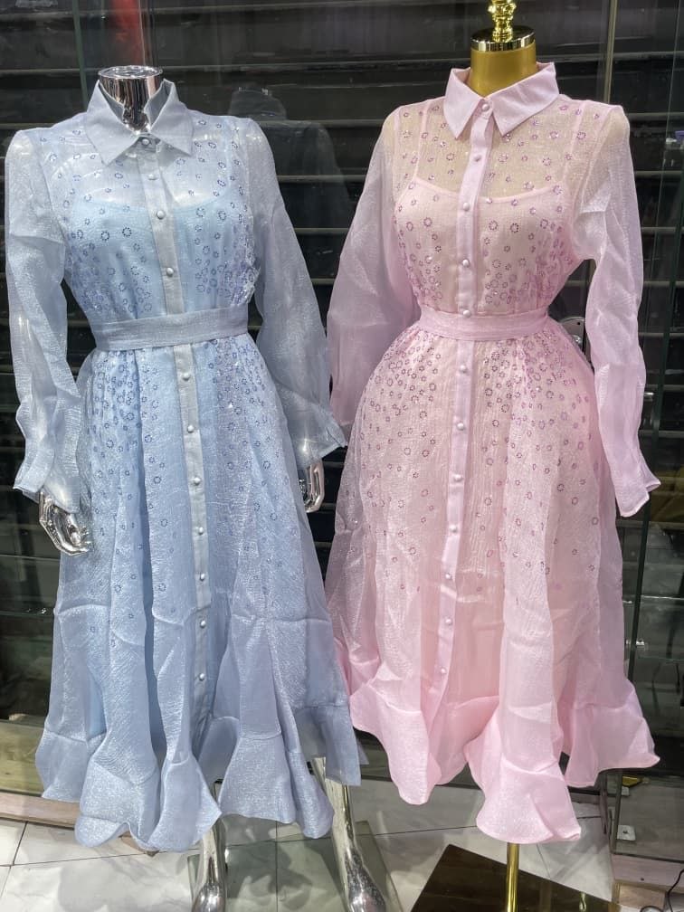 Women's Sheer Embroidered Shirt Dress
