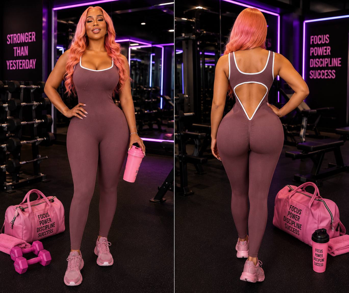 Women's Ribbed Backless Gym Romper
