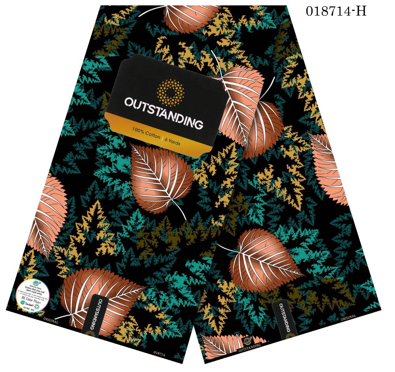 Vibrant Tropical Fern Leaf Pattern Ankara Fabric