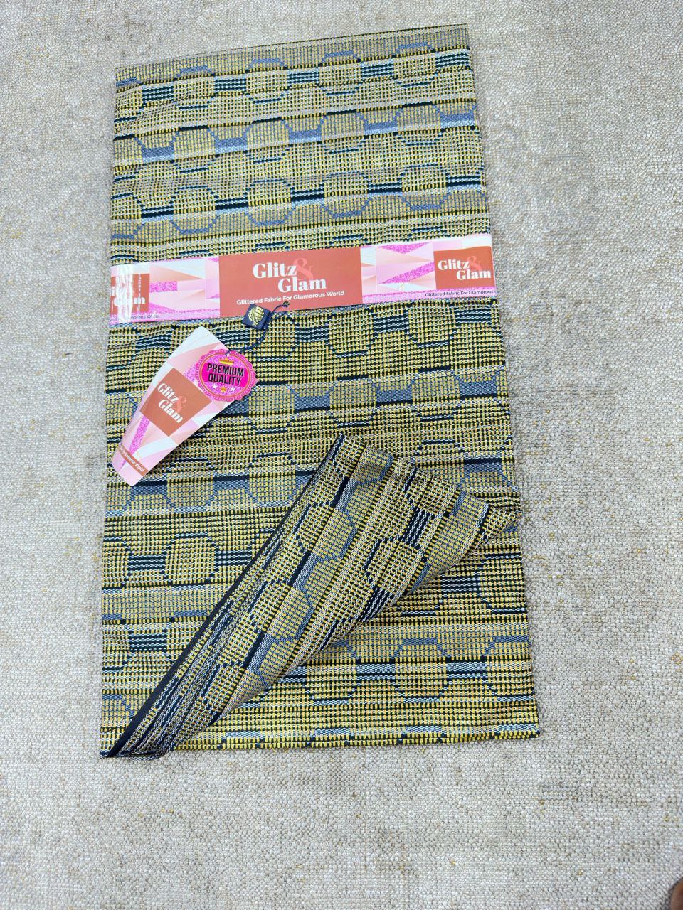 Textured Sparkle Check & Stripe Material