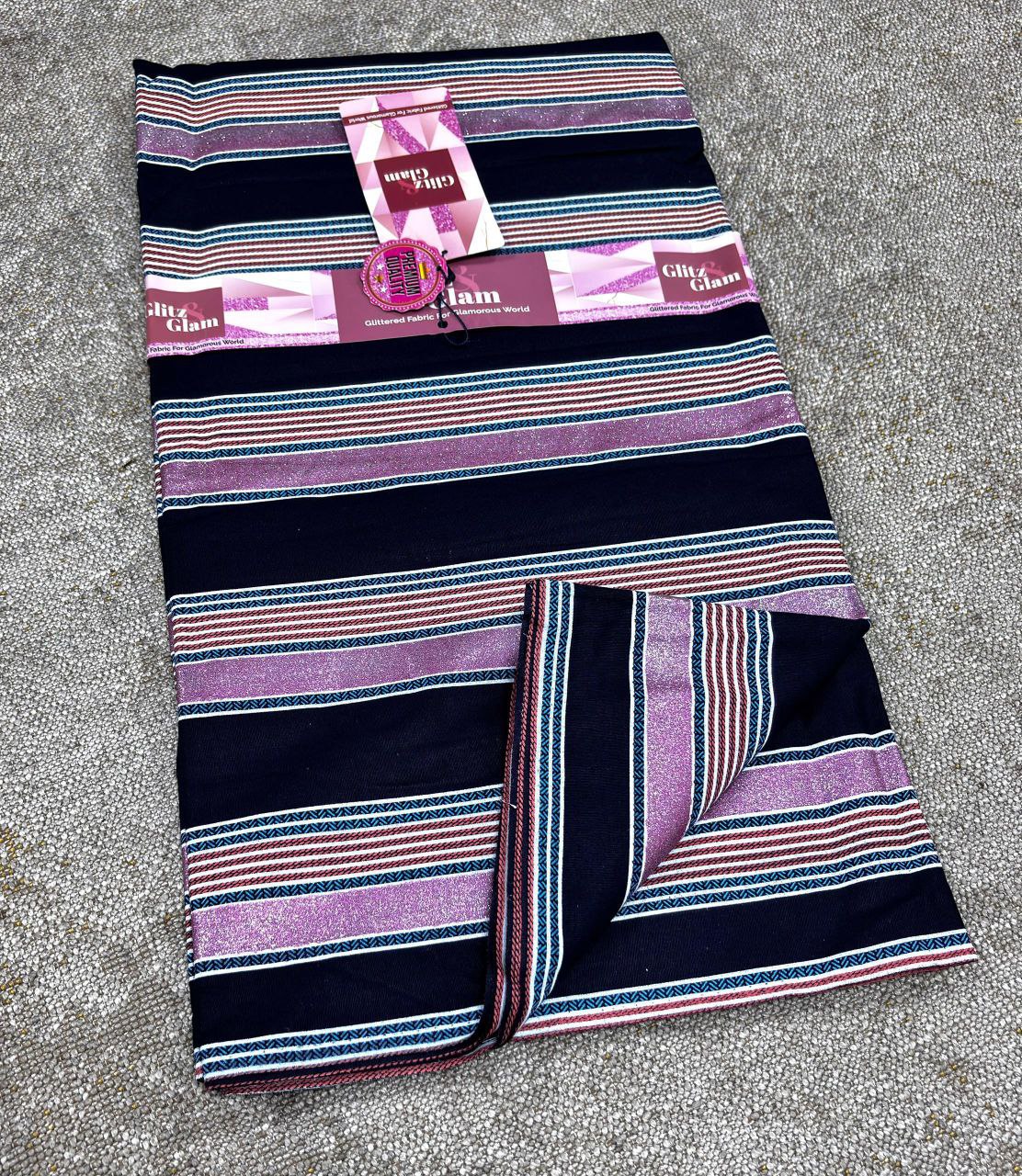 Glam Vibrant Multi-Tone Sparkle Striped Material