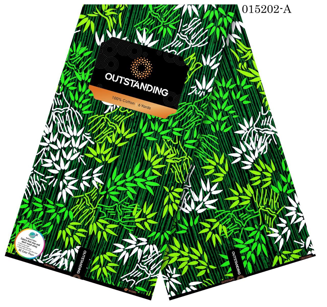 Botanical Bamboo Leaf Pattern African Wax Print