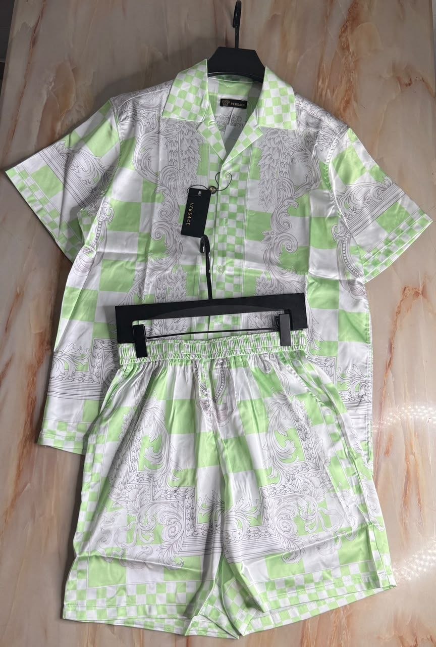 Tropical Landscape Printed Button-Up 2-Piece Set