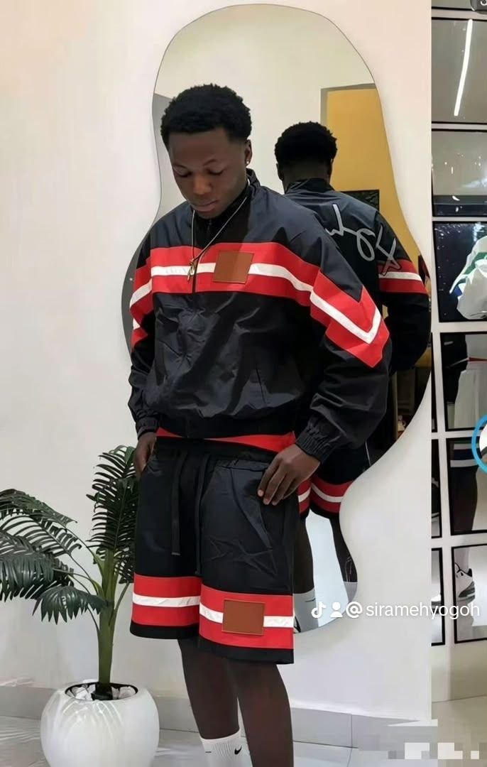 Red & White Colorblock Quarter-Zip Windbreaker & Shorts Set
