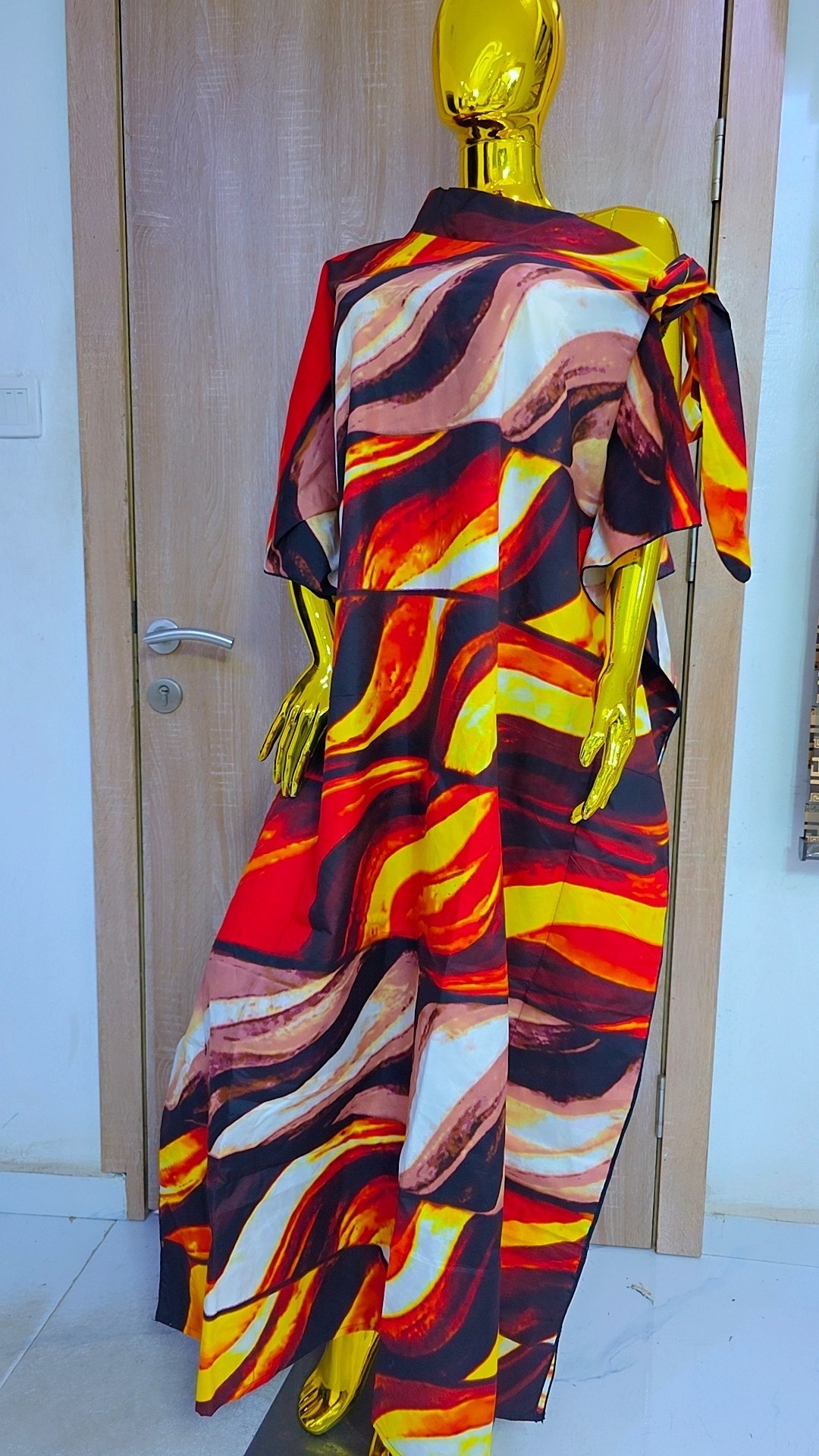 Women’s Off-Shoulder Tied Sleeve Abstract dress