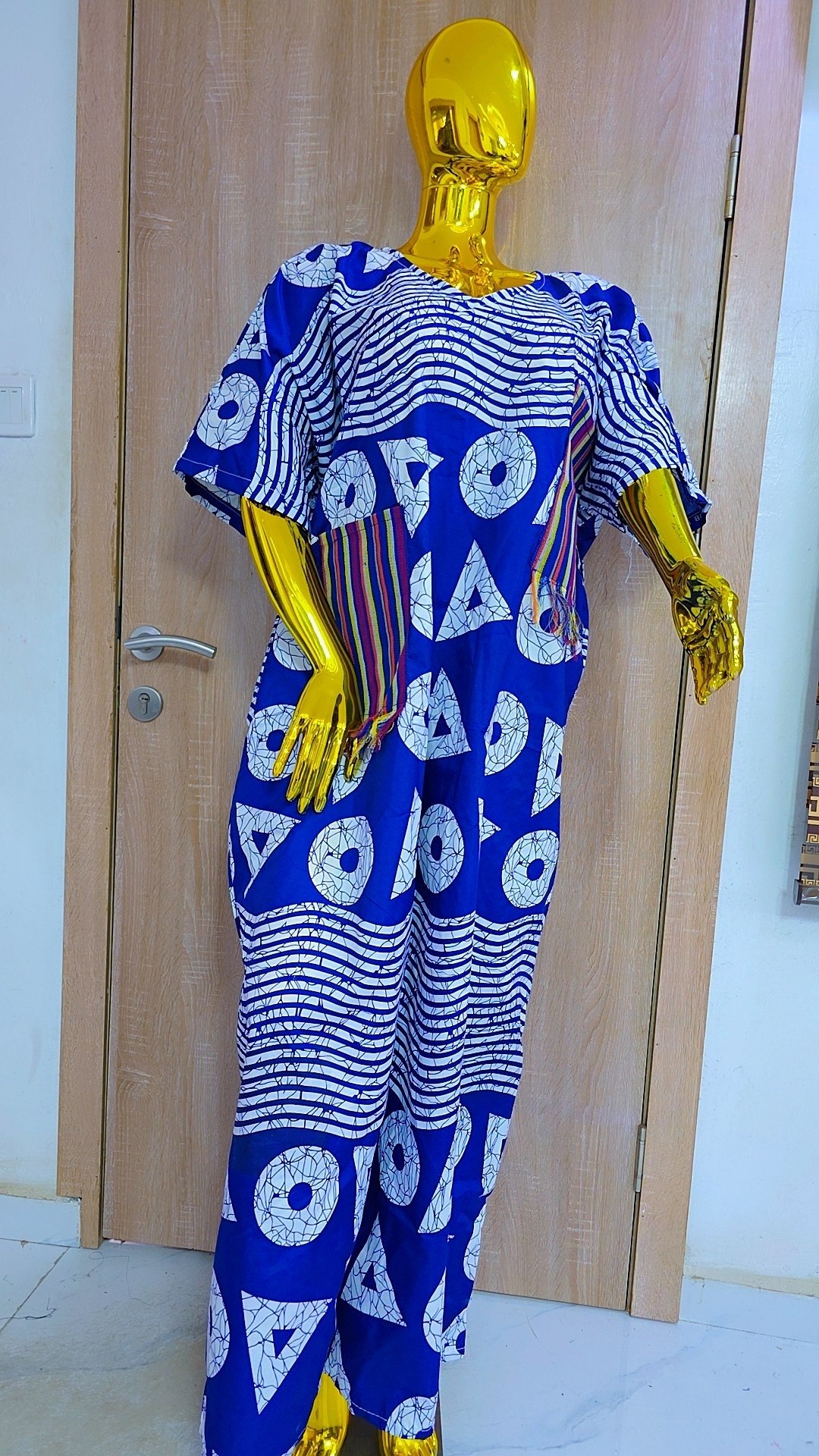 Bubu Dress with Textured Striped Pocket Accents
