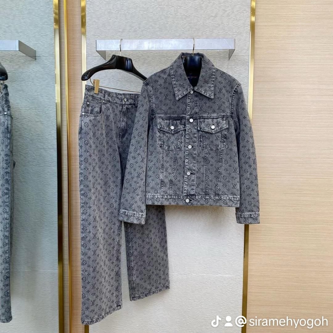 Monogrammed Denim Jacket & Jeans 2-Piece Set