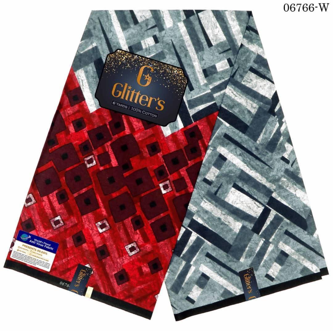 Glitter's Split-Panel Geometric Abstract African Ankara